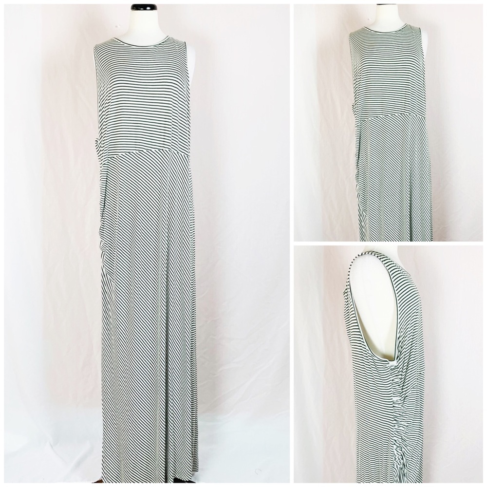 Bobeau NWT Size 3X Striped Olive Ivory Dress